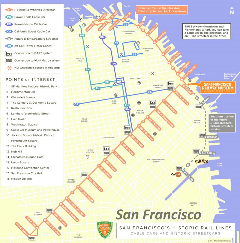 San Francisco cable car map