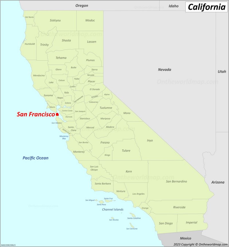San Francisco Location On The California Map