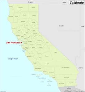 San Francisco Location On The California Map