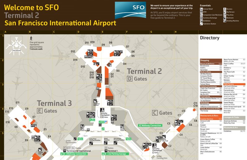 San Francisco International Airport Terminal 2 Map - Ontheworldmap.com