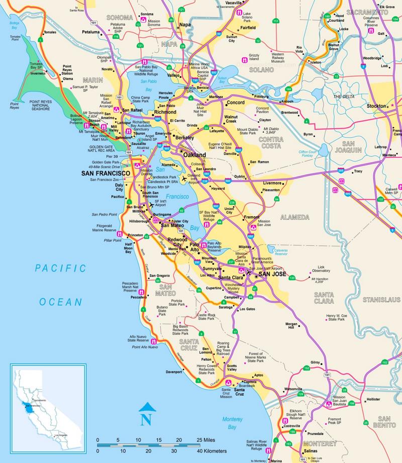 Tourist map of San Francisco Bay Area