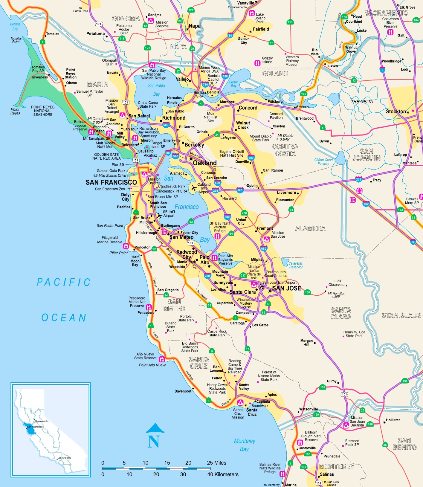 Tourist Map of San Francisco Bay Area