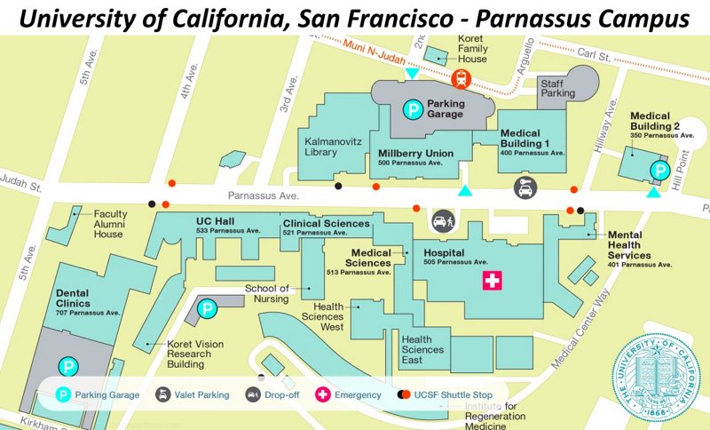 University of California, San Francisco Parnassus Campus Map