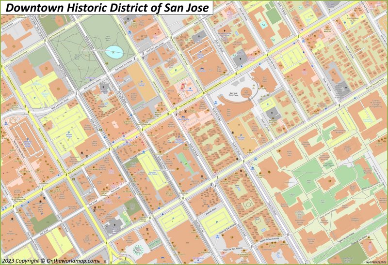 Map of Downtown Historic District of San Jose