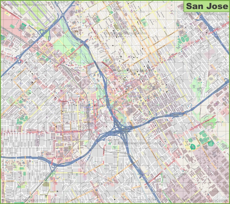 Large detailed map of San Jose