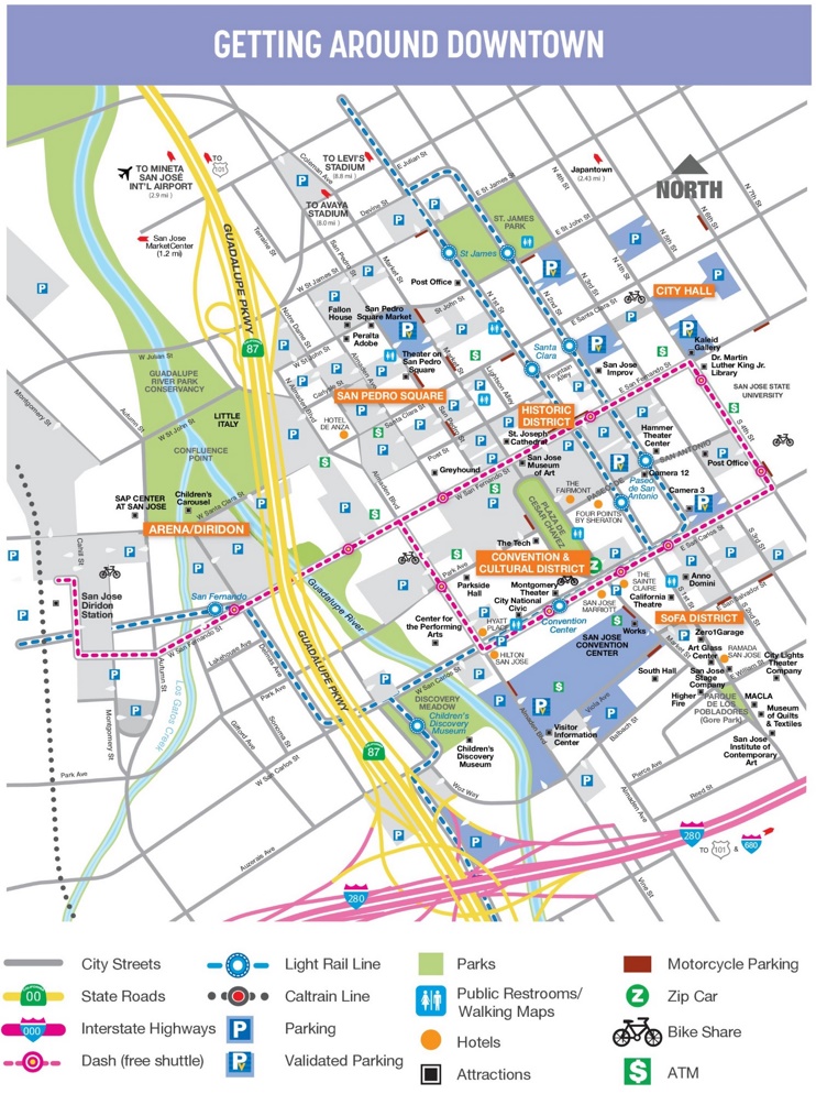 Detailed Map of Downtown San Jose