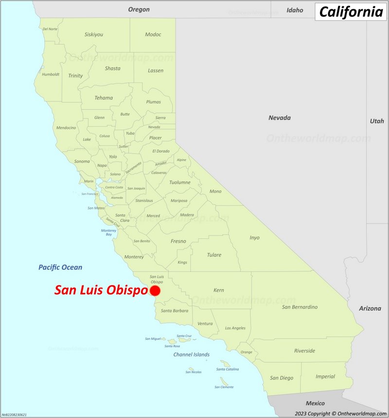 San Luis Obispo Location On The California Map