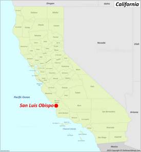 San Luis Obispo Location On The California Map