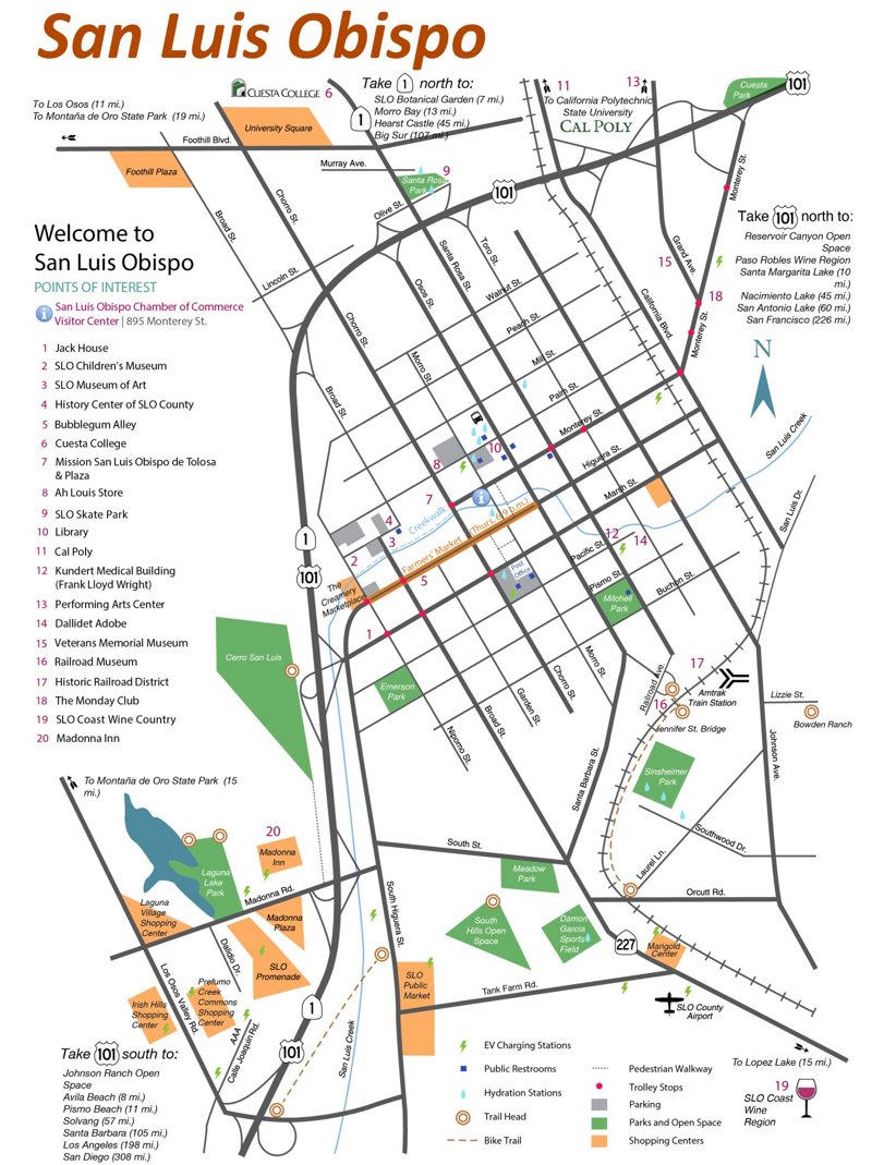 San Luis Obispo Tourist Map