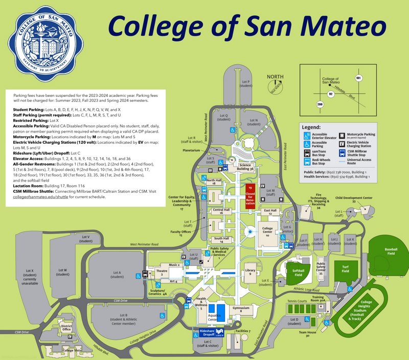 College of San Mateo Campus Map