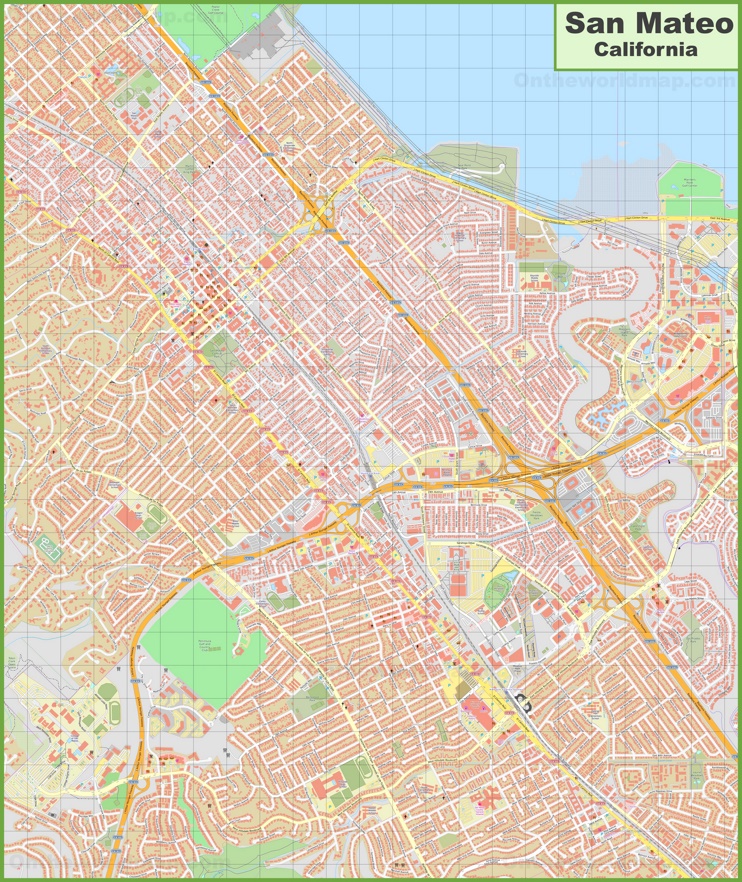 Large detailed map of San Mateo