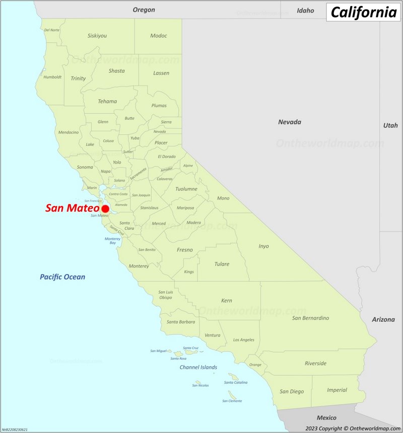 San Mateo Location On The California Map