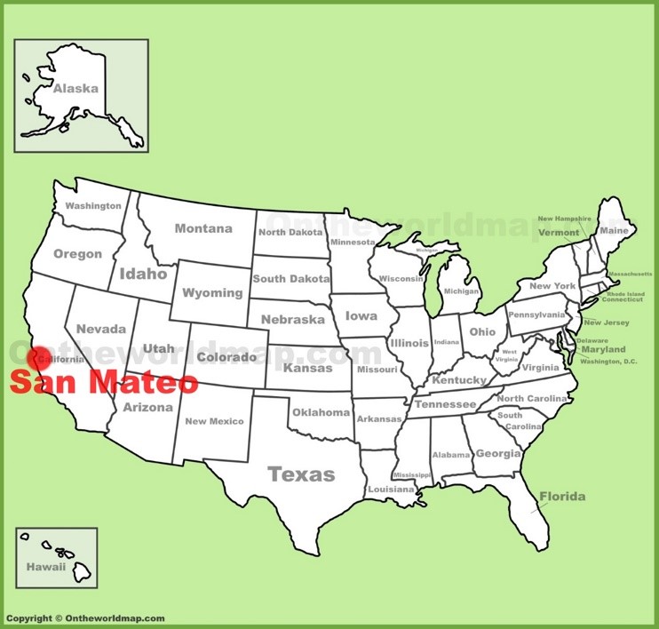 San Mateo location on the U.S. Map