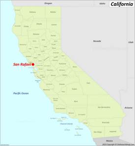 San Rafael Location On The California Map