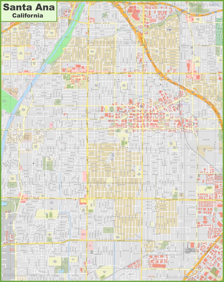 Large detailed map of Santa Ana