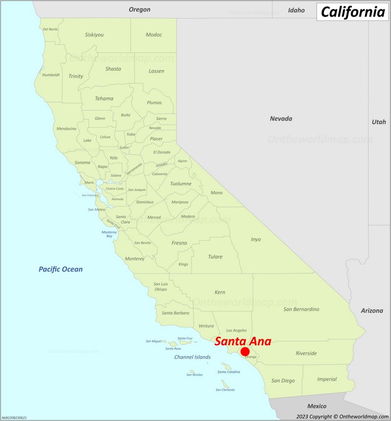 Santa Ana Location On The California Map