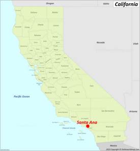Santa Ana Location On The California Map