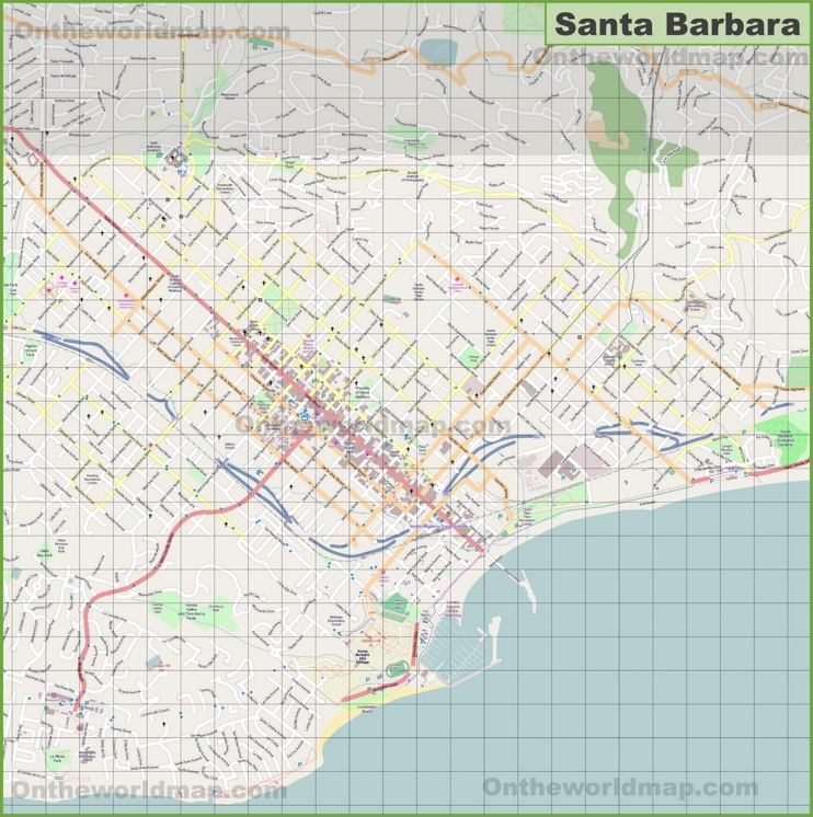 Large detailed map of Santa Barbara