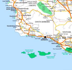 Santa Barbara Area Road Map
