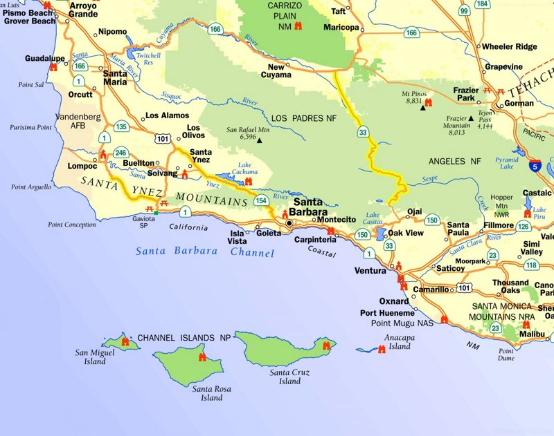 Santa Barbara County Tourist Map