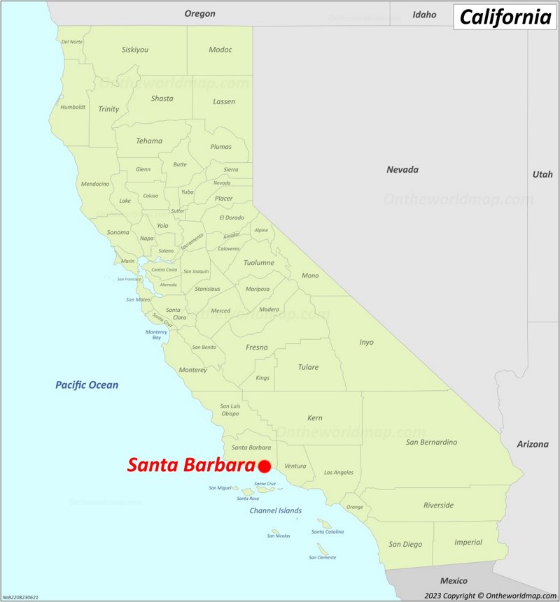 Santa Barbara Location On The California Map