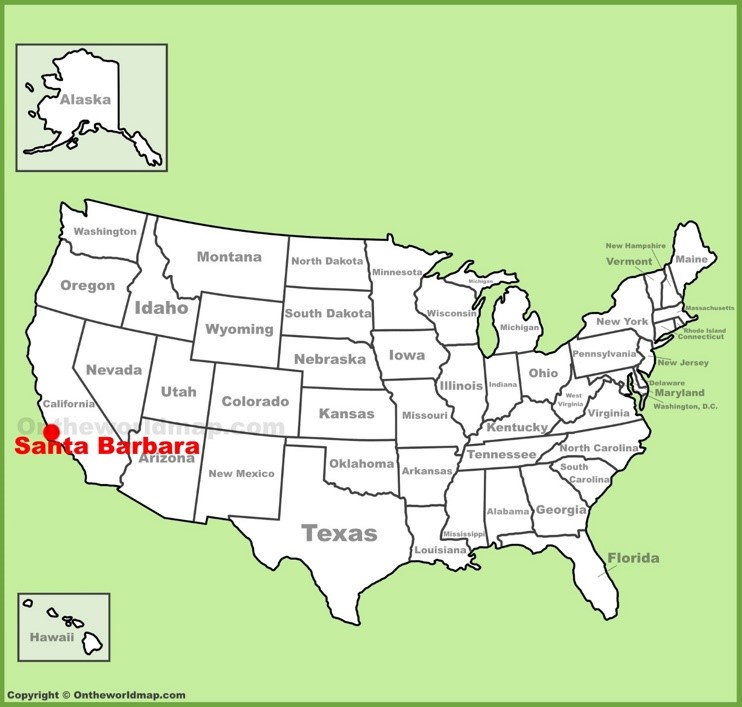 Santa Barbara location on the U.S. Map