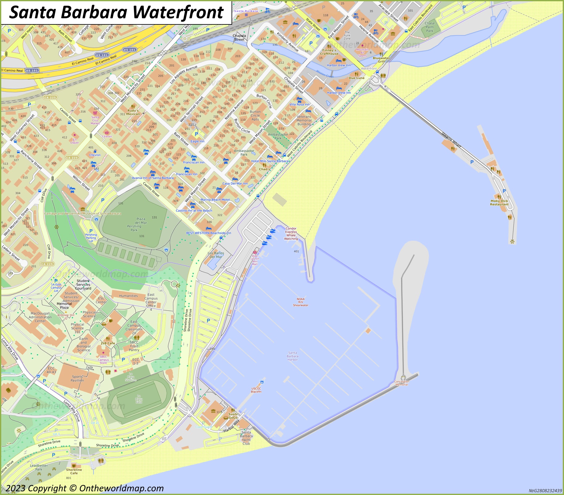 Santa Barbara Waterfront Map - Ontheworldmap.com