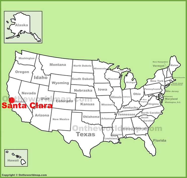 Santa Clara location on the U.S. Map