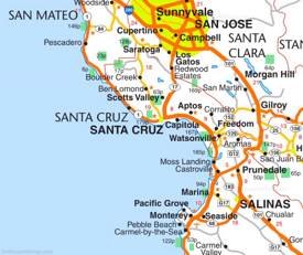 Santa Cruz Area Road Map