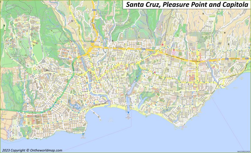 Santa Cruz Pleasure Point And Capitola Map Max 