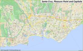 Map of Santa Cruz, Pleasure Point And Capitola Map