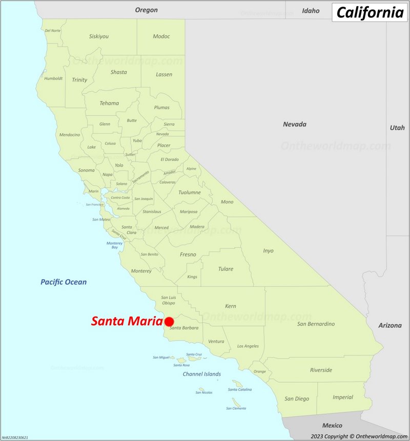 Santa Maria Location On The California Map