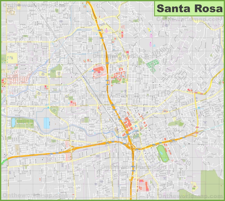 Large detailed map of Santa Rosa
