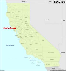 Santa Rosa Location On The California Map