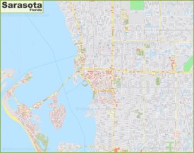 Large detailed map of Sarasota