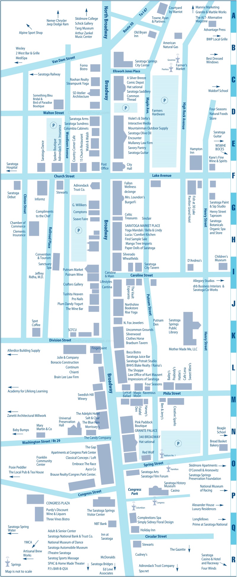 Tourist Map Of Downtown Saratoga Springs 