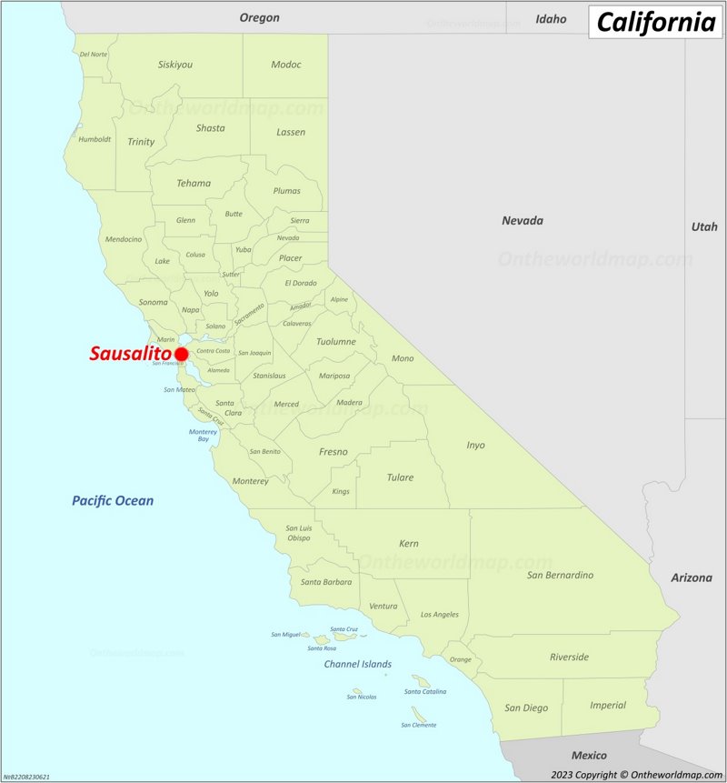 Sausalito Location On The California Map