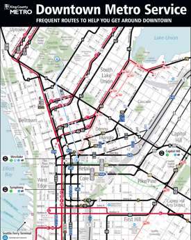 Downtown Seattle Metro Public Transport Map