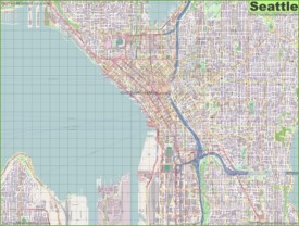 Large detailed street map of Seattle