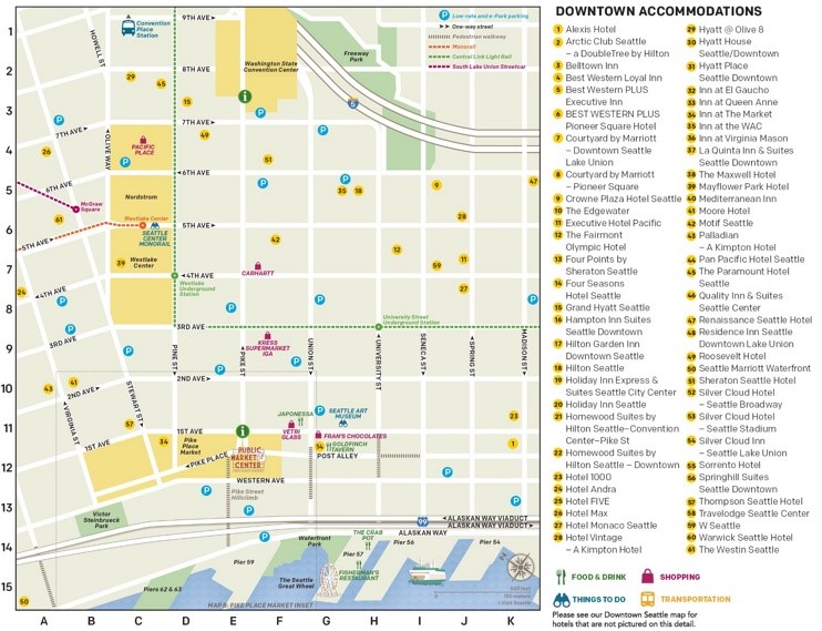 Seattle downtown accommodations map