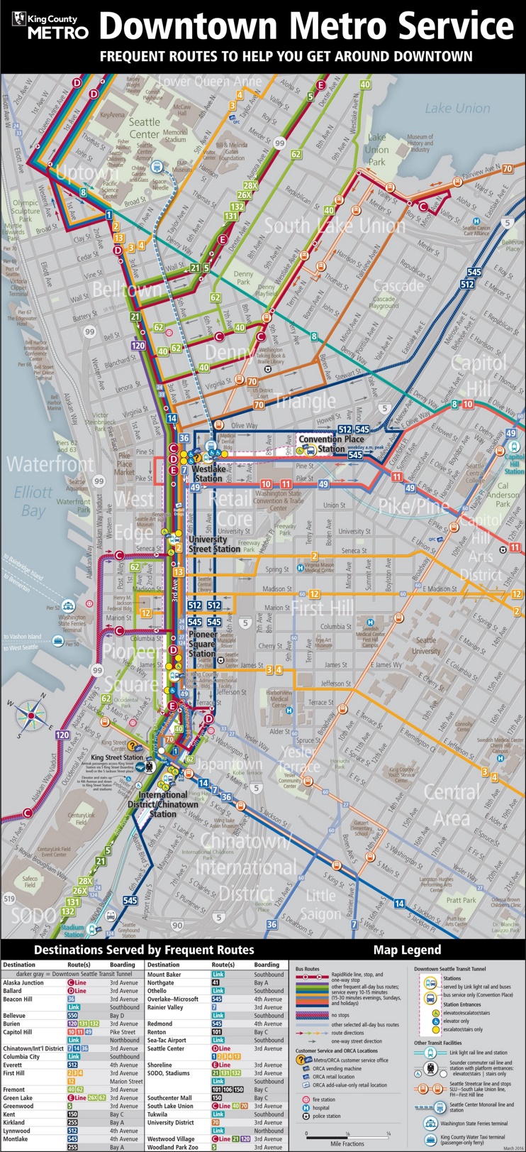 Seattle downtown metro public transport map