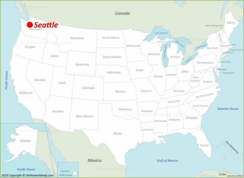 Seattle location on the U.S. Map