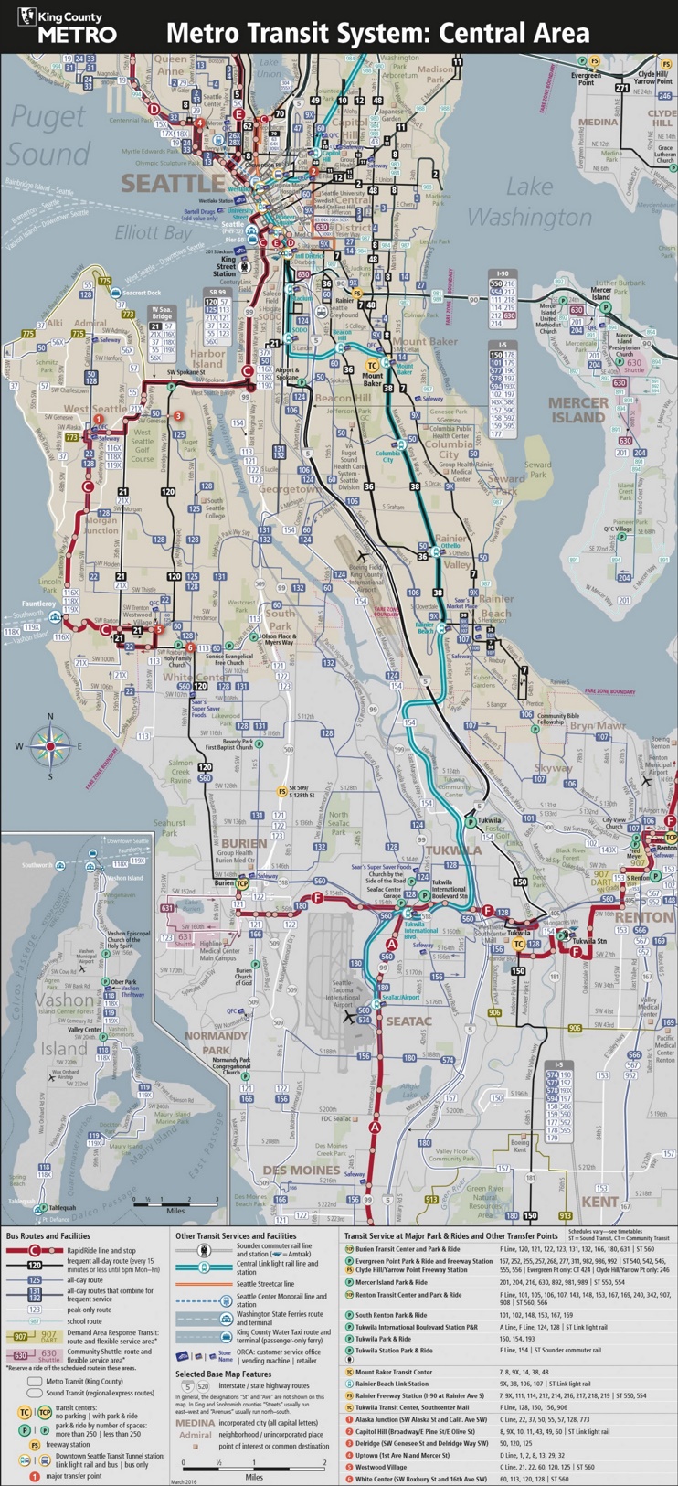 Seattle metro public transport map