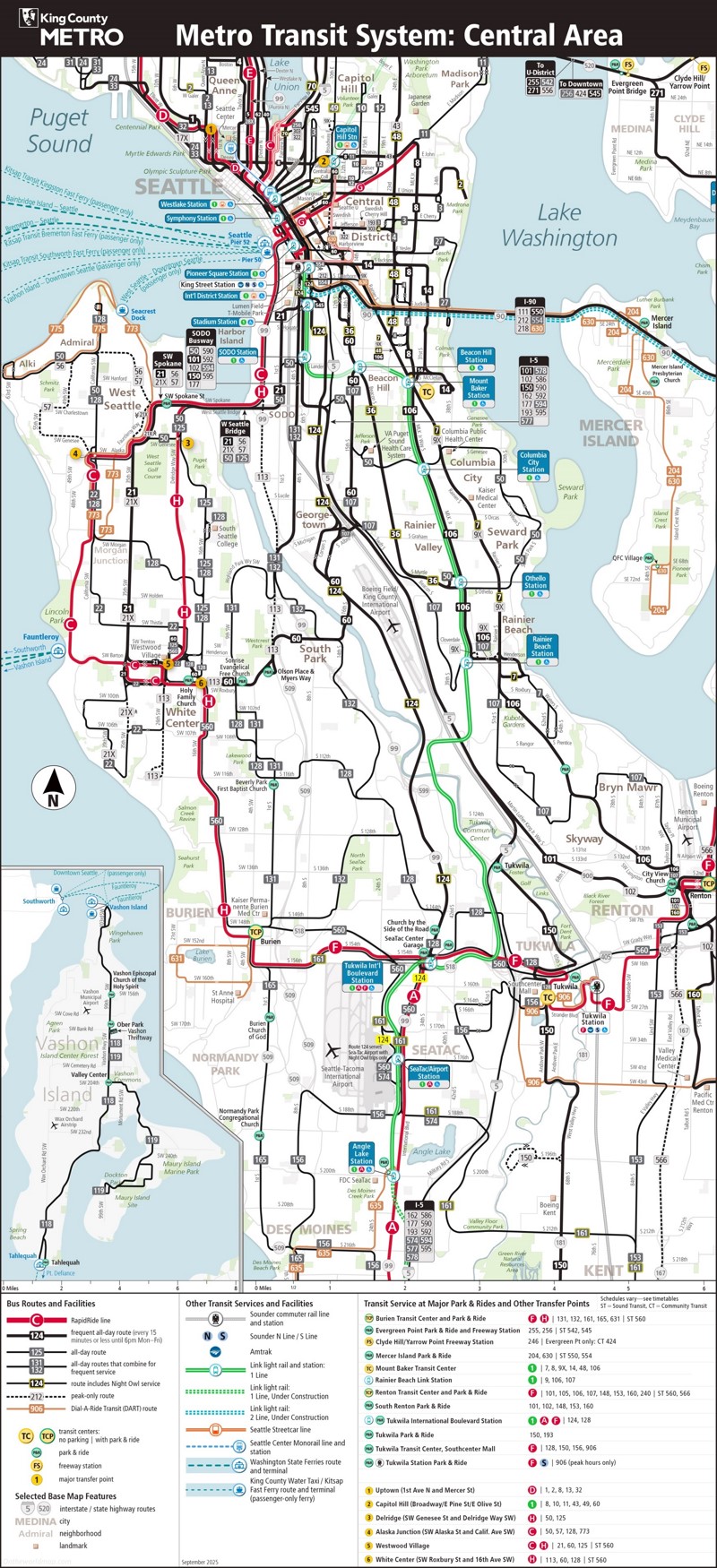 King County Metro Transit System Central Area Map