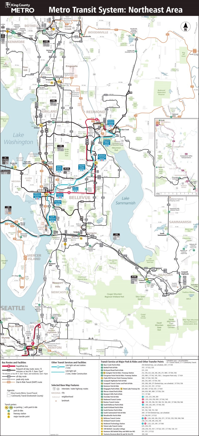 King County Metro Transit System Northeast Area Map