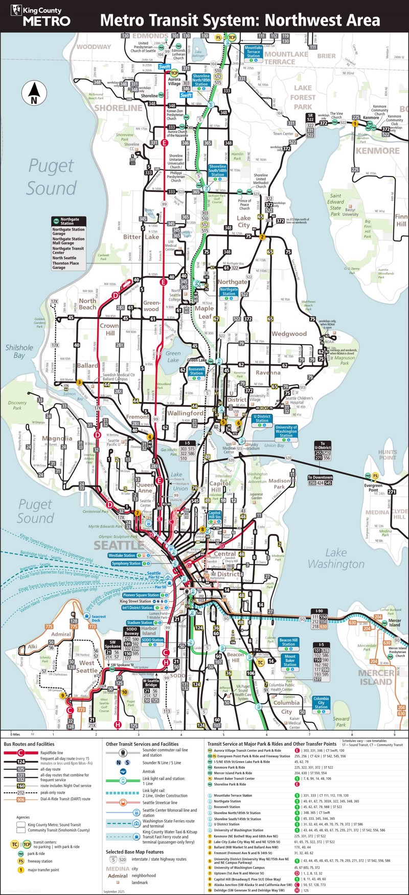 King County Metro Transit System Northwest Area Map