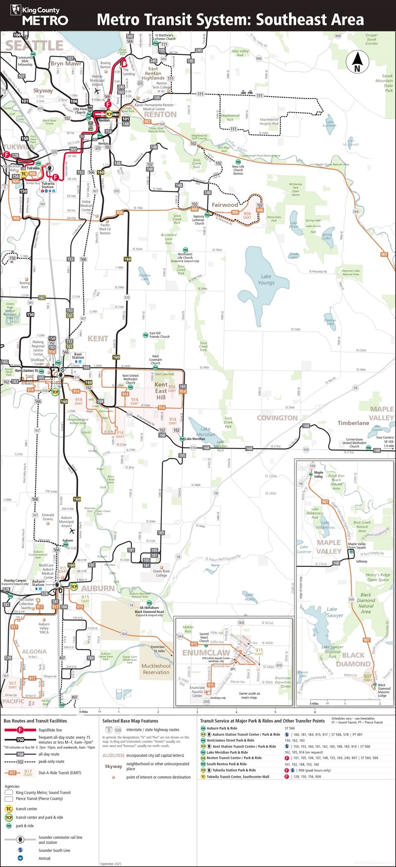 King County Metro Transit System Southeast Area Map