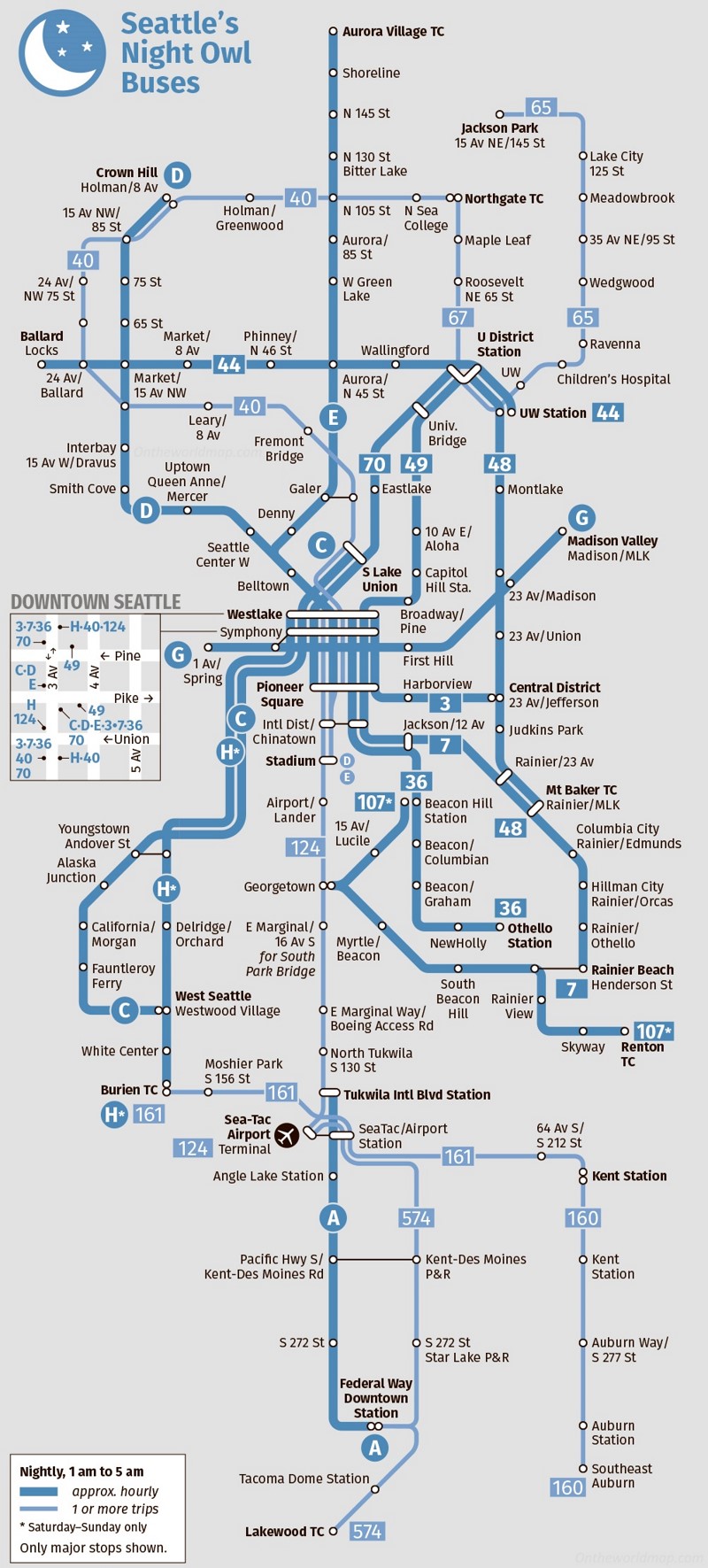 Seattle Night Owl Buses Map