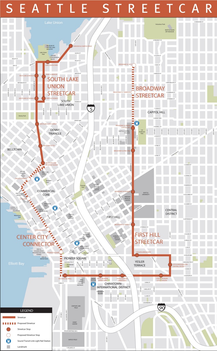 Seattle streetcar map