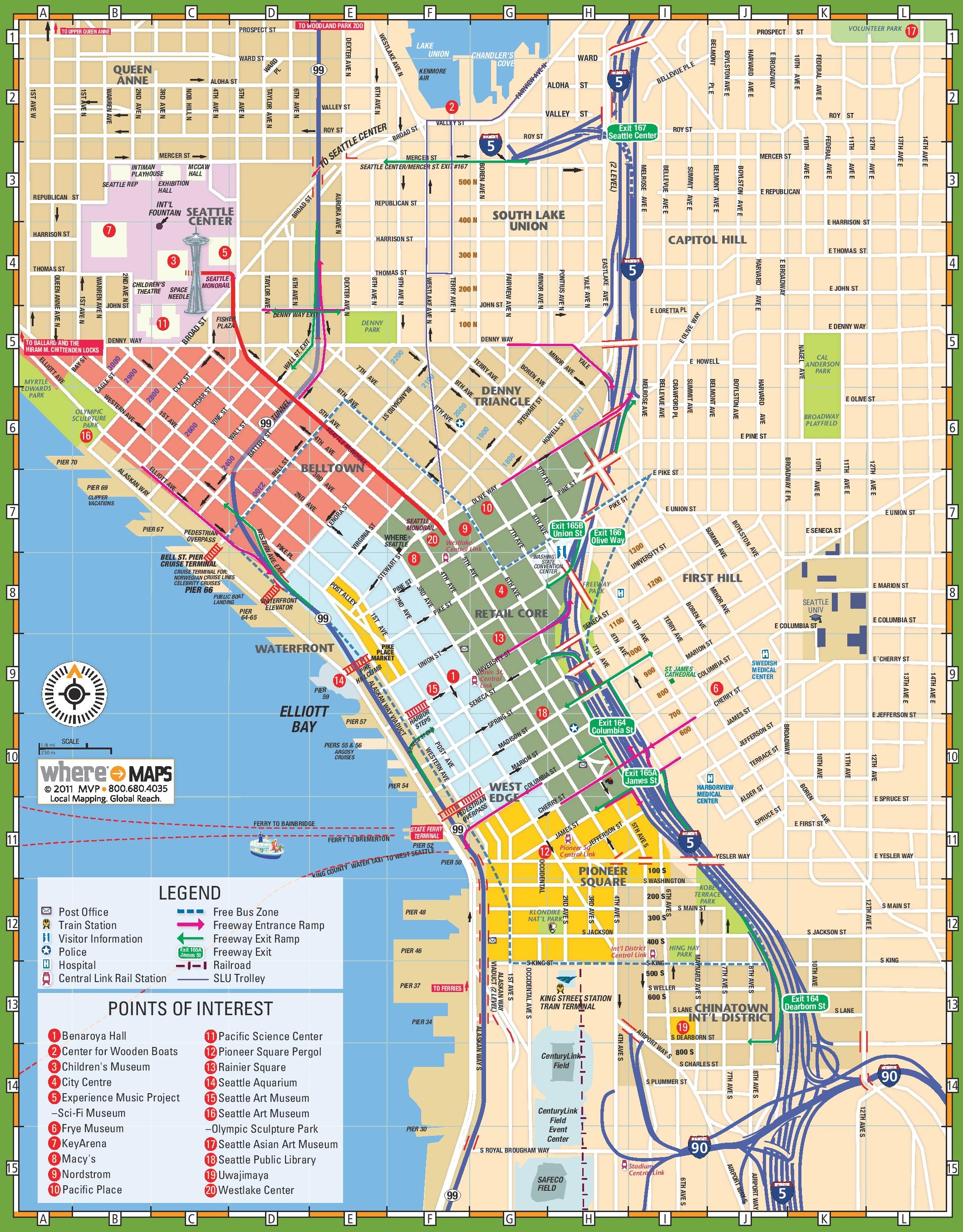 City Of Seattle Street Map Seattle Tourist Map